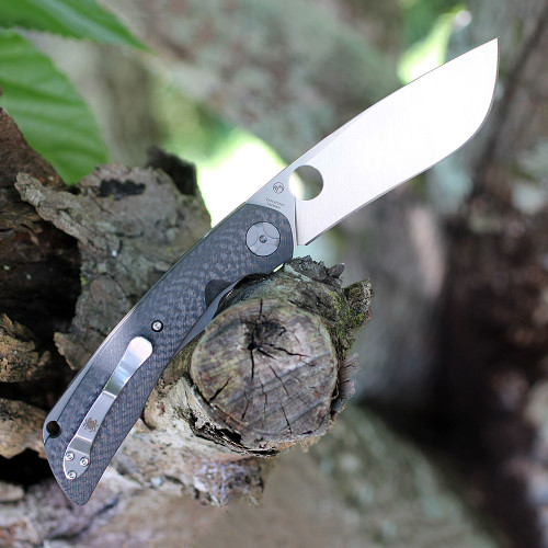 Spyderco Subvert Sprint Run (C239CFP) - 4.12" Satin CPM-20CV Drop Point Plain Blade, Carbon Fiber Handle