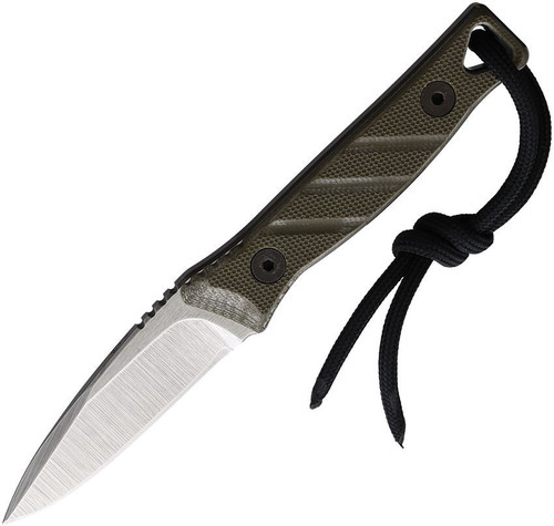 Medford Necromancer Fixed Blade (MD117STQ10KO) 2.25" Tumble Finished S35VN Drop Point Plain Blade, Green G-10 Handle