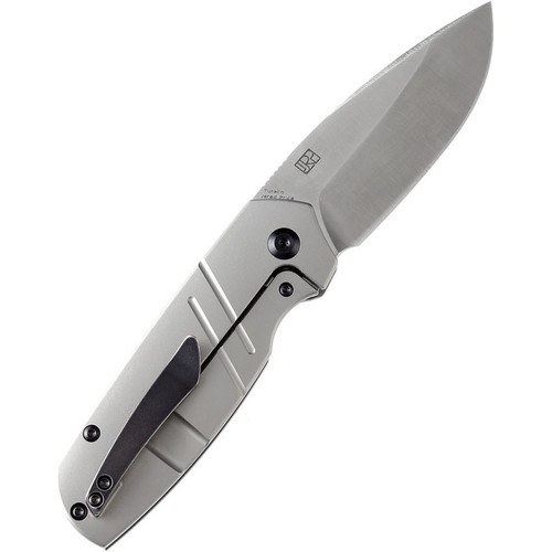 Kansept Turaco (K2049A1) 2.85" CPM-S35VN Satin Drop Point Plain Blade, Bead Blasted Titanium Handle