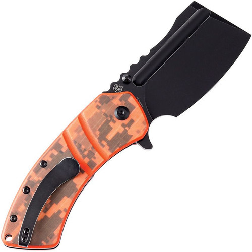 Kansept XL Korvid (T1030B3) 3.55" 154CM Blackwashed Cleaver Plain Blade, Orange and Camouflage G-10 Handle