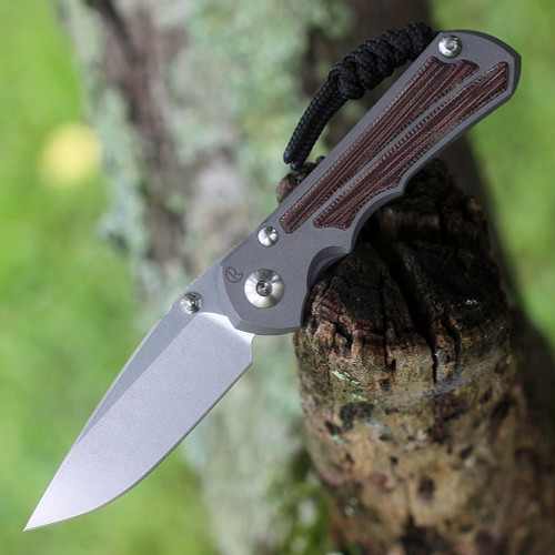 Chris Reeve Small Inkosi Drop Point (SIN-1014)-2.8" CPM S45VN Stonewashed Blade, Titanium w/Natural Canvas Micarta Inlay Handle