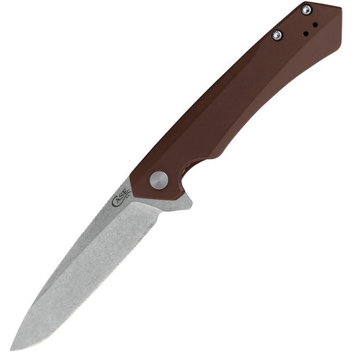 Case Kinzua Flipper Knife (64692) - 3.4" CPM-S35VN Spear Point Blade, Brown Anodized Aluminum Handle