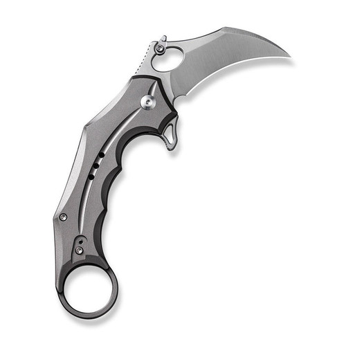 Civivi Incisor II (C16016B3) 2.02" Satin Nitro-V Karambit Plain Blade, Gray Aluminum Handle, Button Lock