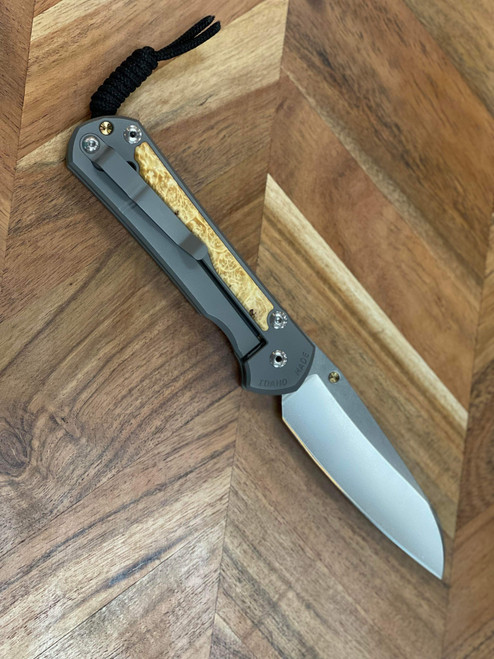 Chris Reeve Large Sebenza 31 Box Elder Inlay, 3.61" CPM MagnaCut Stonewashed Insingo Blade, Glass-Blasted Handle (L31-1126)