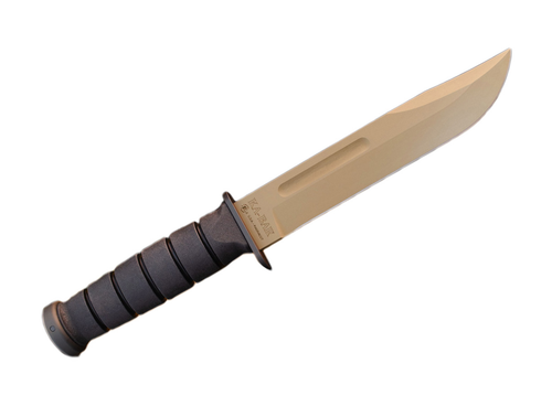 Spartan Blades Spartan KA-BAR Fixed Blade (SB54DEBKLTBK) 7" Magnacut Flat Dark Earth PVD Coated Clip Point Plain Blade, Black Kraton G Handle, Black Leather Sheath