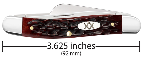 Case Medium Stockman 25132 Peach Seed Jig Mahogany Bone Handle, Satin Carbon Steel Blades