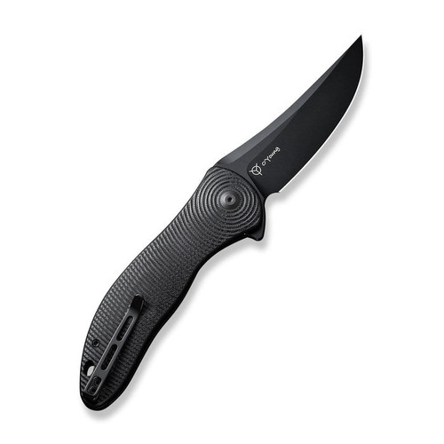 Civivi Synergy4 (C21018A-1) 3.94" Nitro-V Black Trailing Point Plain Blade, Black G-10 Handle