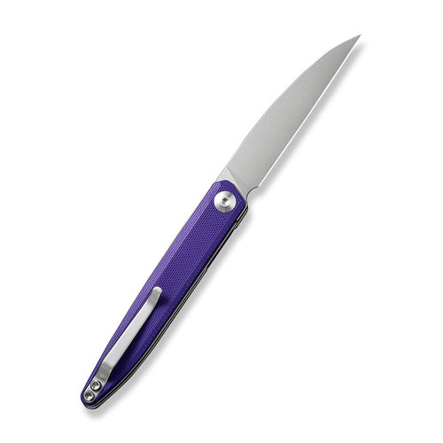 Sencut Jubil Front Flipper (S200291) 2.95" D2 Stonewash Wharncliffe Plain Blade, Purple G-10 Handle