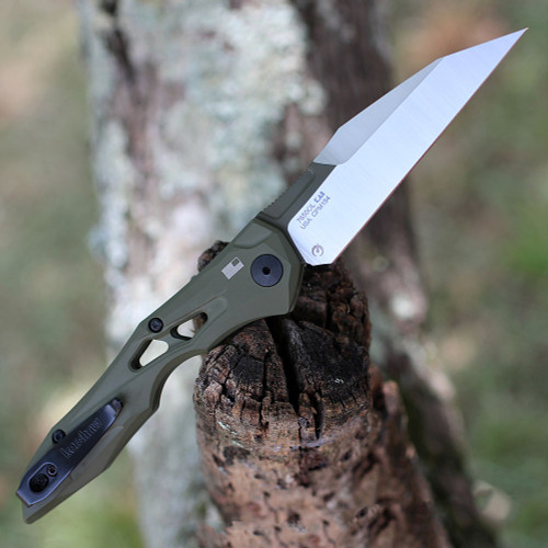 Kershaw Launch 13 Automatic Knife (7650OL)- 3.50" Satin CPM-154 Wharncliffe Blade, OD Green Aluminum Handle