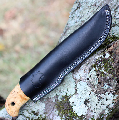 Helle Knives - GT 14 Knife 14C28N - Norway Made - Wood Handle + Leather  Sheath