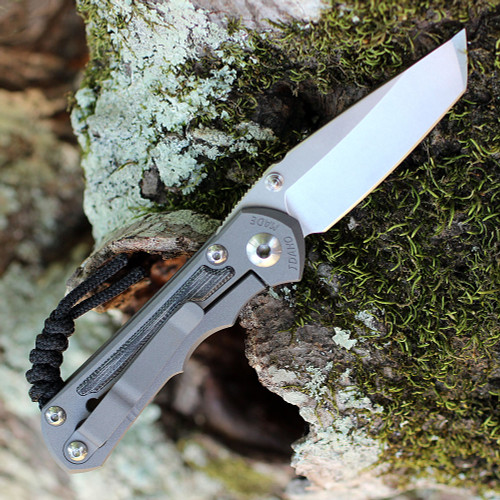 Chris Reeve Small Inkosi Tanto (SIN-1044) - 2.8" CPM-MagnaCut Stonewashed Blade, Titanium w/Black Canvas Micarta Inlay Handle