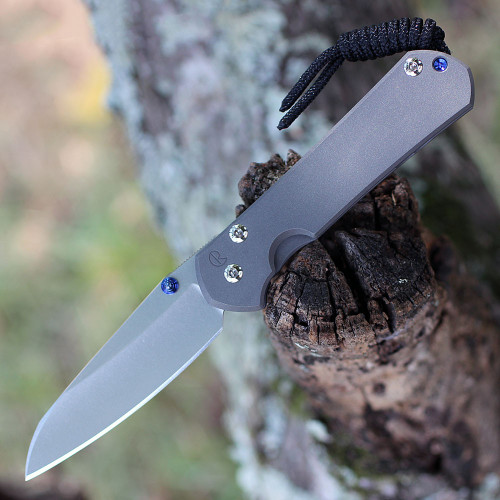 Chris Reeve Small Sebenza 31 sandblasted titanium handles open view