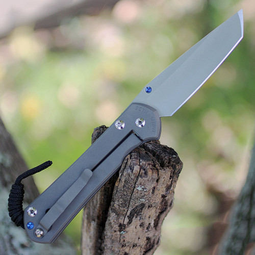 Chris Reeve Knives Large Sebenza 31 (L31-1010) - 3.61" Stonewash CPM MagnaCut Tanto Blade, Titanium Handle