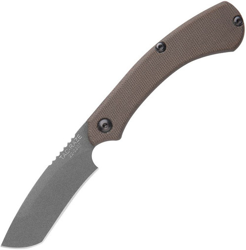 TOPS Tac-Raze 08 Recurve (TPTRAZ08) 3.25" 1095 Grey Tungsten Coated Recurved Razor Plain Blade, Green Micarta Handle, Leather Sheath