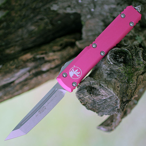 Microtech Knives Ultratech S/E OTF Automatic Knife Stonewashed Blade w/ Pink  Handle - 121-10PK - Tactical Elements Inc