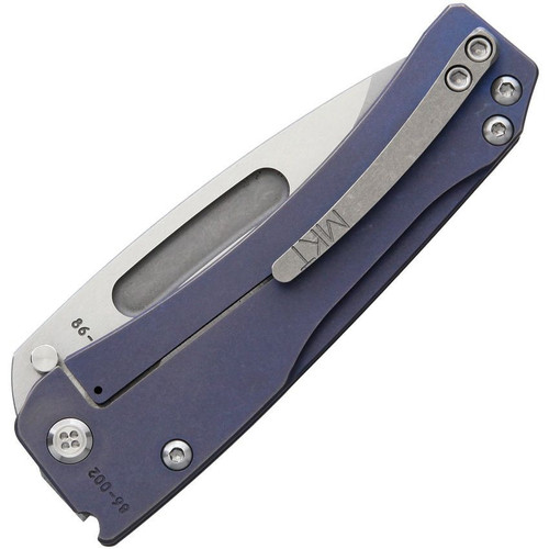 Medford Slim Midi Framelock (MD201STD37A2) 3.6" Tumbled S35VN Drop Point Plain Blade, Blue Anodized Titanium Handle Handle Silver Hardware