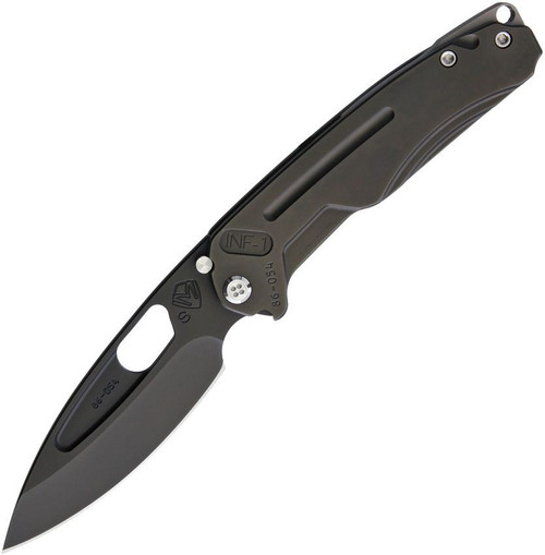 Medford Infraction Framelock (MD031SP30PV) 3.6" Black PVD Coated S35VN Drop Point Plain Blade, Black PVD Coated Titanium Handle Handle Silver Hardware