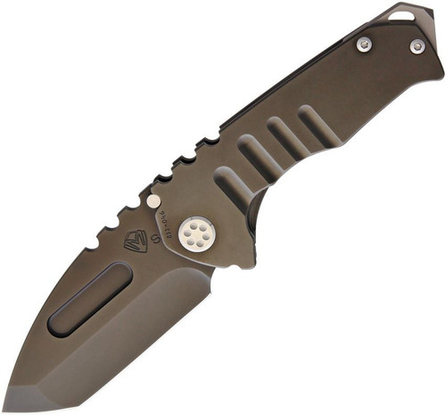 Medford Praetorian T Framelock (MD029SPT30PV) 3.25" Black PVD Coated S35VN Tanto Plain Blade, Black PVD Coated Titanium Handle, Silver Hardware