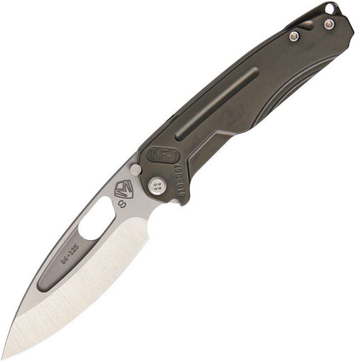Medford Infraction Framelock (MD031ST30TM) 3.6" Tumbled S35VN Drop Point Plain Blade, Bronze PVD Coated Titanium Front Handle, Tumbled Titanium Back Handle, Silver Hardware
