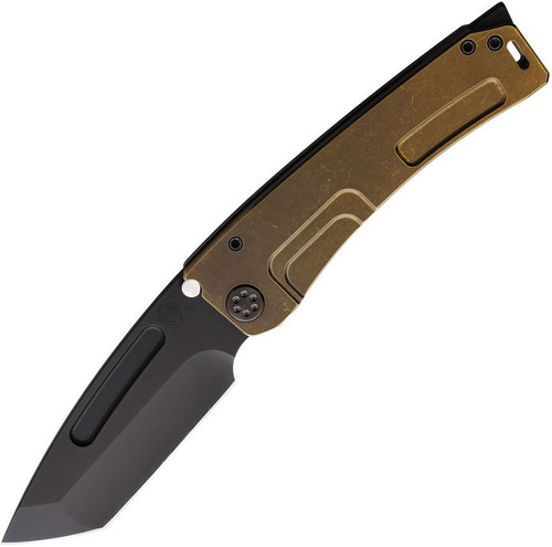 Medford Marauder Framelock (MD0453PT36A1) 4.25" PVD Coated 3V Tanto Plain Blade,Bronze Anodized Titanium Handle Bronze Silver Hardware