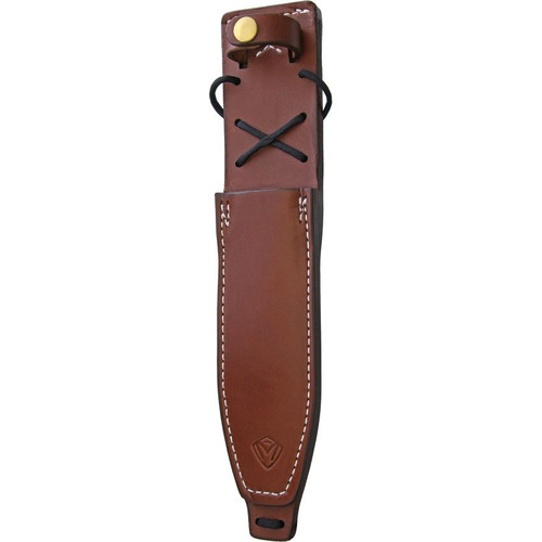 Medford USMC Fighter (MD103SP12LE) 6.5" Black PVD Coated S35VN Drop Point Plain Blade, Black and Brown G-10 Handle, Brown Leather Belt Sheath