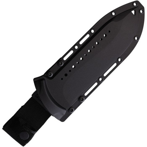 Begg Knives Bolo Fixed Blade Knife (BG023)- 8" Satin AUS-10A Sawback Bolo Blade, Black Injection Molded Nylon Handle