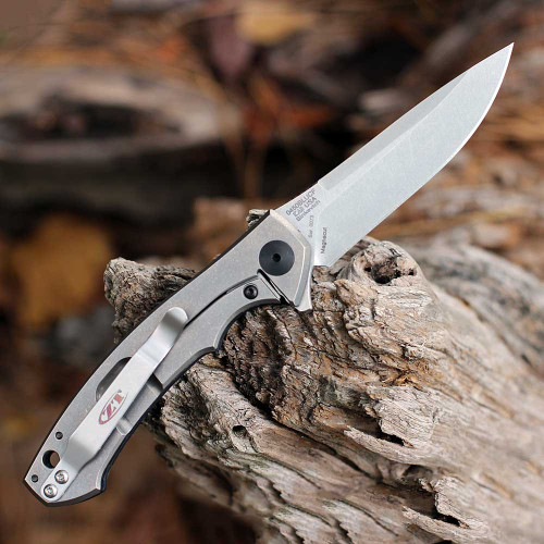 Zero Tolerance Small Sinkevich (ZT0450BLUCF) 3.25" MagnaCut Drop Point Plain Blade, Blue Carbn Fiber Handle