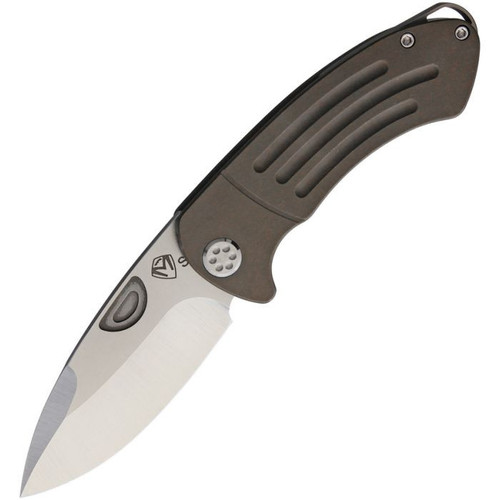 Medford Knife & Tool Theseus (MD040ST36A1) 3.6" CPM-S35VN Stonewashed Drop Point Blade, Bronze Anodized Titanium Handle