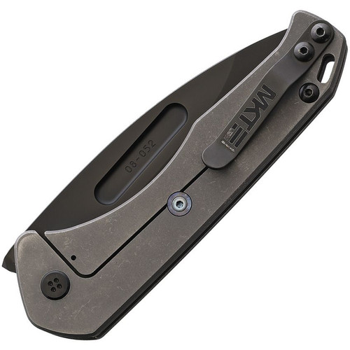 Medford Knife & Tool Praetorian Slim Flipper Frame Lock (MD208SPD01TM)- 3.5" Black CPM-S35VN Drop Point Blade, Grey Tumbled Finished Titanium Handle