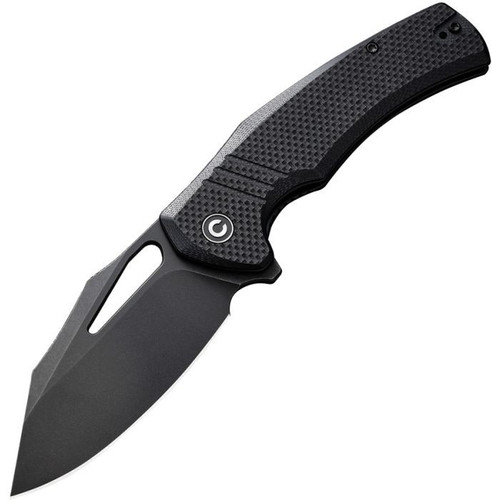 CIVIVI BullTusk (CIVC230171) 3.5" 14C28N Black Stonewashed Clip Point Plain Blade, Black G-10 Handle
