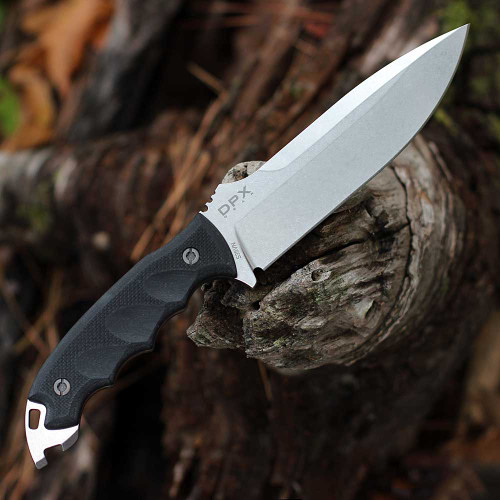 DPx Hest 6 MILSPEC (DPXHSX060) 6" S35VN Drop Point Plain Stonewash Blade, Black G-10 Handle