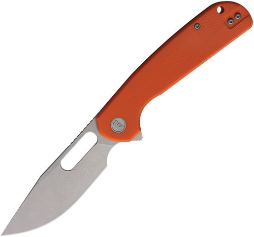 Liong Mah Eutektik Trinity (EUT002) 3.6" 14C28N Stonewash Drop Point Plain Blade, Orange G-10 Handle