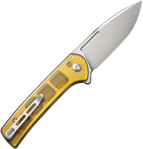 CIVIVI Conspirator Folding Knife (C210065)-3.48" Satin Nitro-V Drop Point Blade, Ultem Handle