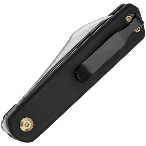 Kizer Cutlery Klipper (KIV3580C1) 3.15" CPM-3V Satin Wharncliffe Plain Blade, Black Sculpted Aluminum Handle