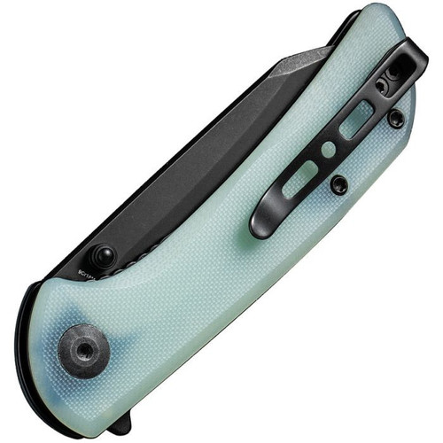 Sencut Fritch (S220142) 3" 9Cr18MoV Blackwashed Sheepsfoot Plain Blade, Jade G-10 Handle