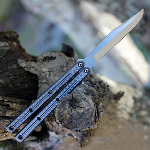 Squid Industries Krake Raken V3 (KrakeRakenV3GMTanto) 4.50" AEB-L Satin Bowie Plain Blade, Gunmetal Aluminum Handle