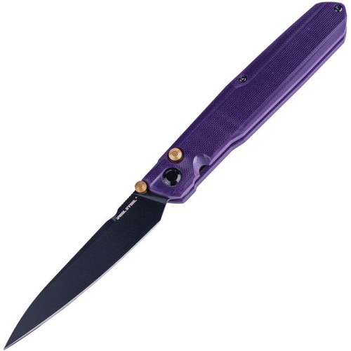 Real Steel G5 Metamorph (RS7832P) 3.5" 14C28N Black PVD Coated Drop Point Plain Blade, Purple G-10 Handle