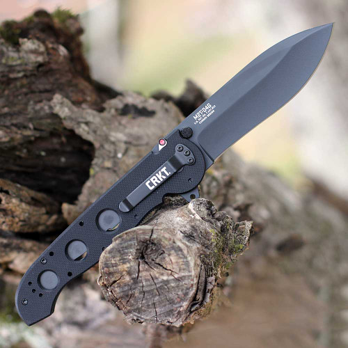 CRKT Carson M21 (CR2104G) 3.875" Stainless Steel Gray TiNi Coated Spear Point Blade, Black G-10 Handle