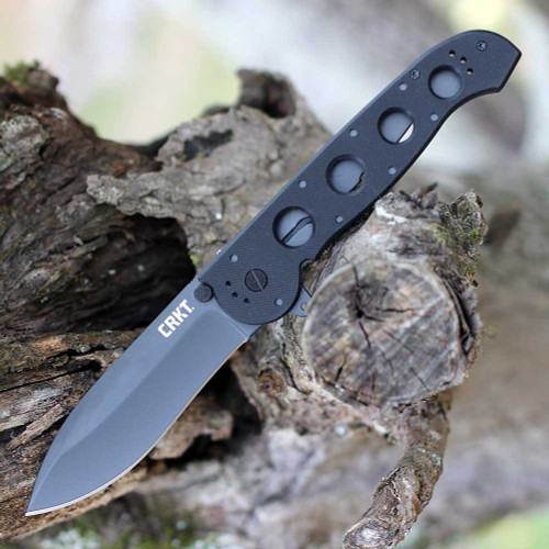 CRKT Carson M21 (CR2104G) 3.875" Stainless Steel Gray TiNi Coated Spear Point Blade, Black G-10 Handle