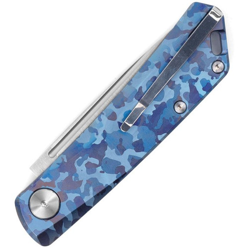 Real Steel Luna TC (RS7001TC04B) 2.75" Bohler N690 Satin Drop Point Plain Blade, Blue Camo Titanium Handle