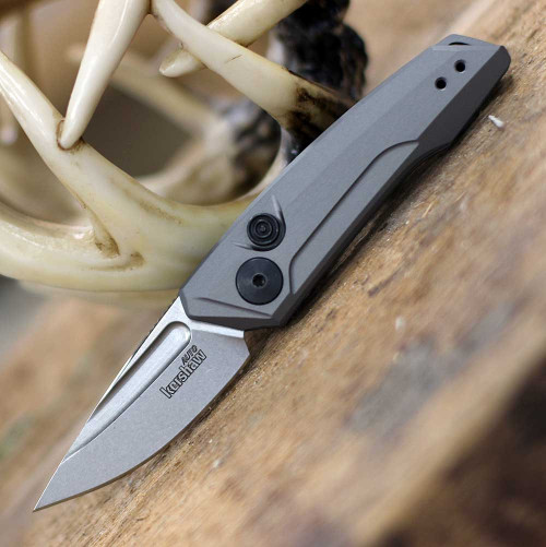 Kershaw Launch 9 (7250GRYSW) 1.80" CPM-154 Stonewashed Drop Point Blade, Gray Aluminum Handle