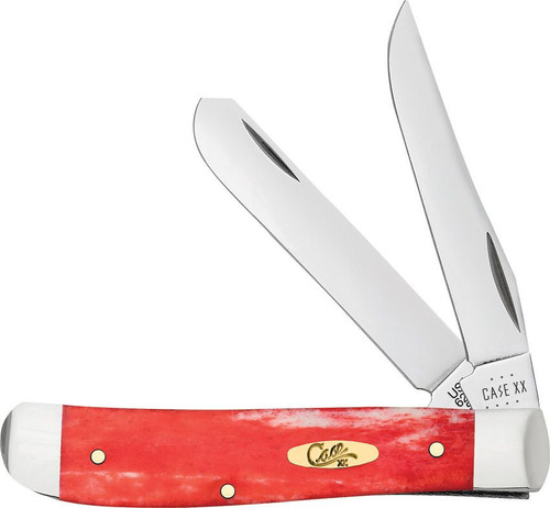 Case Mini Trapper 10761 2.75in Tru-Sharp Surgical Steel Clip and Wharncliffe Blades, Smooth Dark Red Bone Handle (6207 SS)
