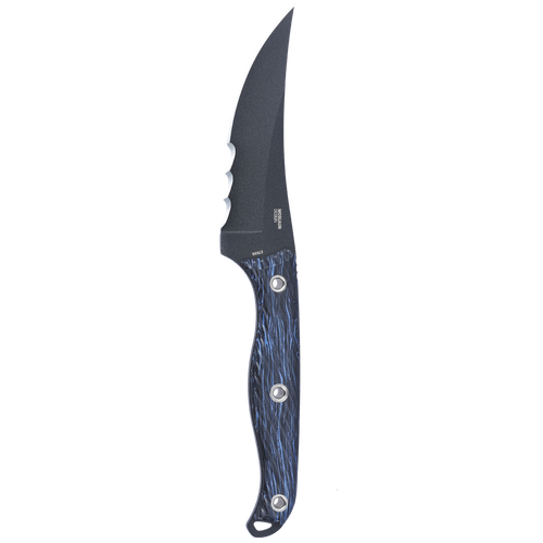 CRKT CLEVER GIRL (CR2709B) 4.60" SK-5 Black Powder Coated Trailing Point Partially Serrated Blade, Blue and Black G-10 Handle, Black Thermoplastic Sheath