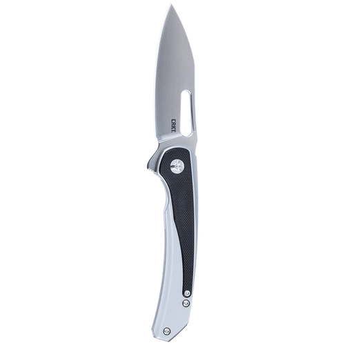 CRKT Padawan (CR6075) 3.01" Sandvik 14C28N Brushed Wharncliffe Plain Blade, Stainless Steel Handle with Black G-10 Overlay