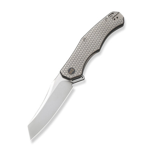 WE Knife RekkeR (WE22010G2) 3.61" CPM-20CV Satin Reverse Tanto Plain Blade, Gray Titanium Handle