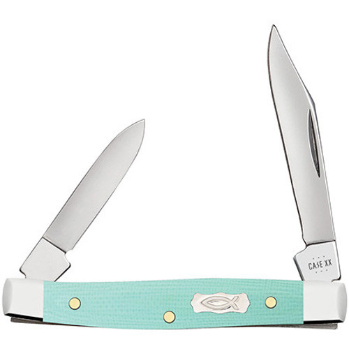 Case Small Pen Knife 18104 Smooth SeaFoam Green G-10 Ichthus (10233 SS)