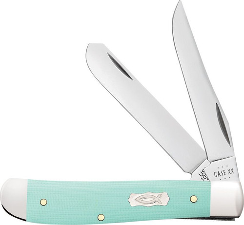 Case Mini Trapper 18101 | Smooth SeaFoam Green G-10 Ichthus