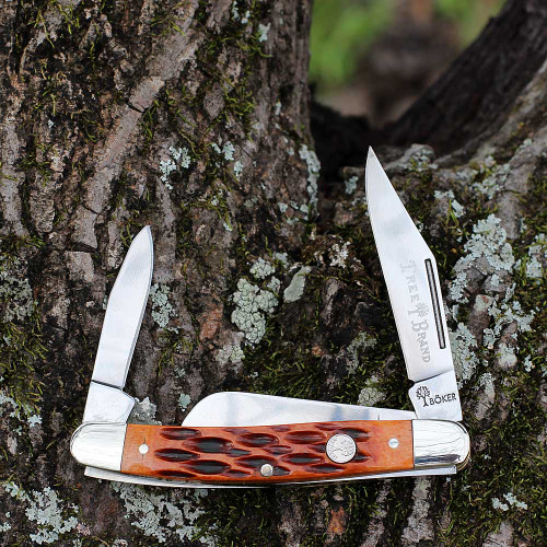 Boker Tree Brand Large Stockman 3 Blade Pocket Knife Black Bone