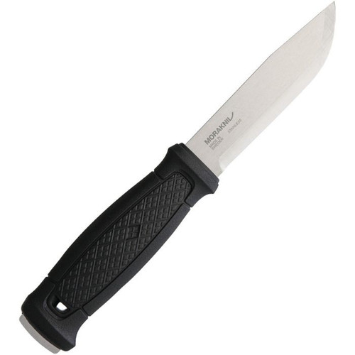 Mora Garberg (FT01747) 4.25" Sandvik 14C28N Satin Drop Point Plain Blade, Black Polymer Handle, Black Leather Belt Sheath
