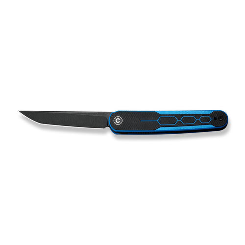 CIVIVI KwaiQ (C23015-3) 2.97" Nitro-V Black Stonewashed Tanto Plain Blade, Blue/Black G10 Handle